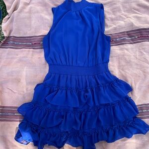 Sleeveless Blue Ruffle Dress